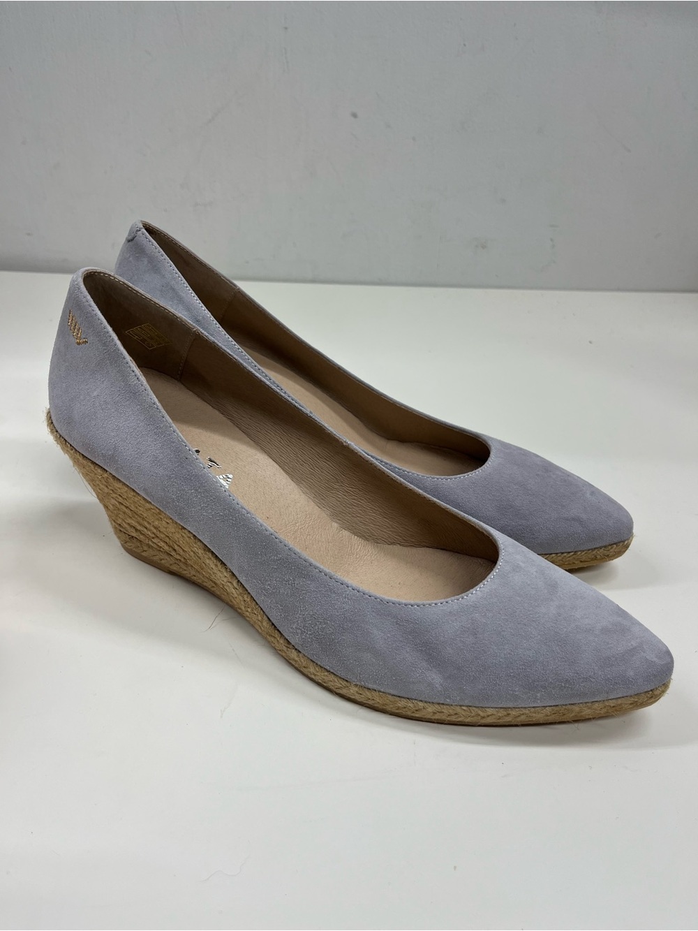 New Viscata Barcelona Blue Suede Espadrille Wedges Size 42